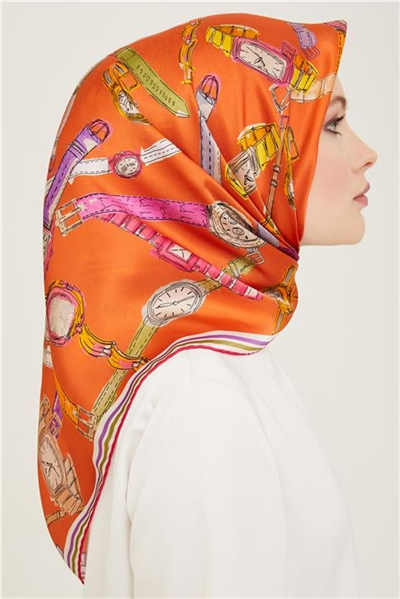 Armine Obje Desenli Twill İpek Eşarp 24Ya9141 80 04
