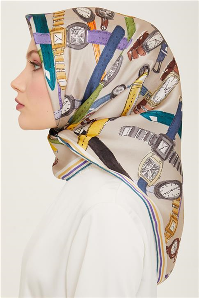Armine Obje Desenli Twill İpek Eşarp 24Ya9141 80 80