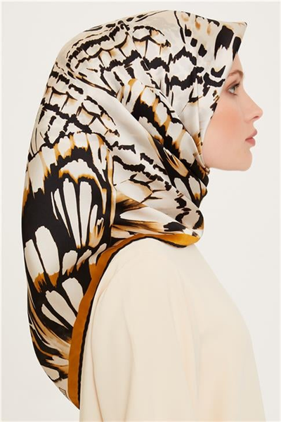 Armine Obje Desenli Twill Saf İpek Eşarp 9256D 31