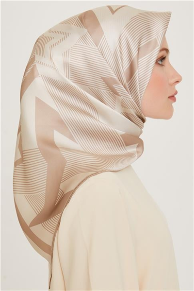 Armine Obje Desenli Twill Saf İpek Eşarp 9254D 01 10