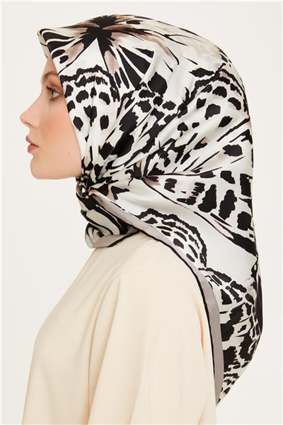 Armine Obje Desenli Twill Saf İpek Eşarp 9256D 09