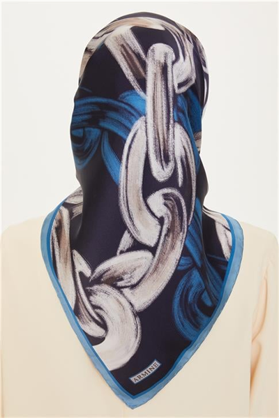 Armine Obje Desenli Twill Saf İpek Eşarp 9253D 52