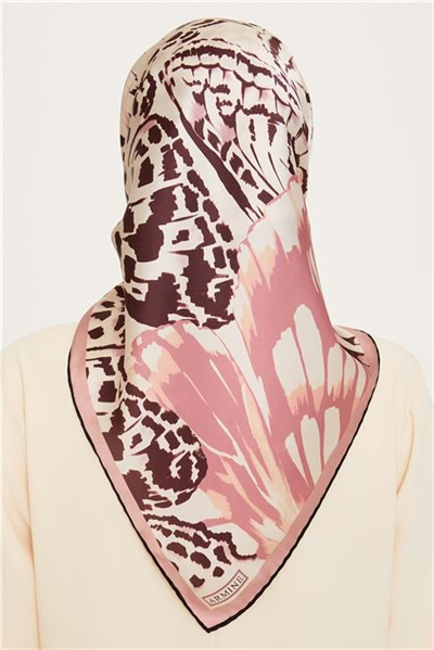Armine Obje Desenli Twill Saf İpek Eşarp 9256D 35