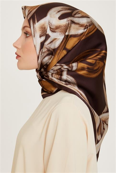 Armine Obje Desenli Twill Saf İpek Eşarp 9253D 03