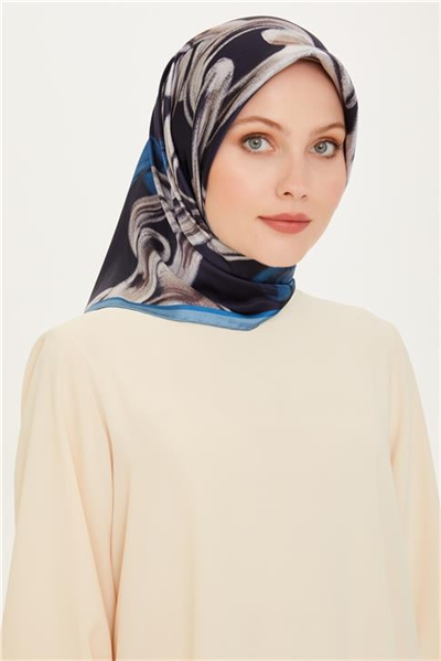 Armine Obje Desenli Twill Saf İpek Eşarp 9253D 52