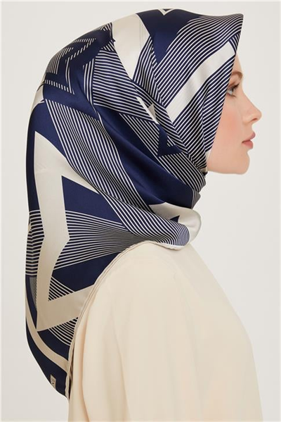 Armine Obje Desenli Twill Saf İpek Eşarp 9254D 01 02