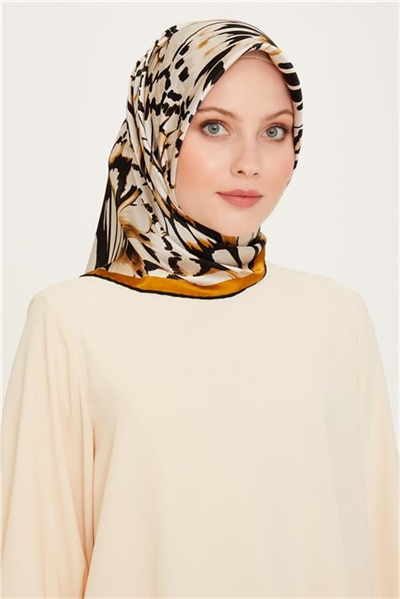 Armine Obje Desenli Twill Saf İpek Eşarp 9256D 31