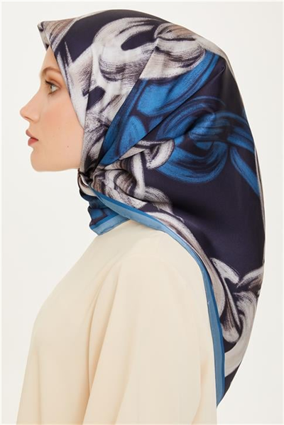 Armine Obje Desenli Twill Saf İpek Eşarp 9253D 52
