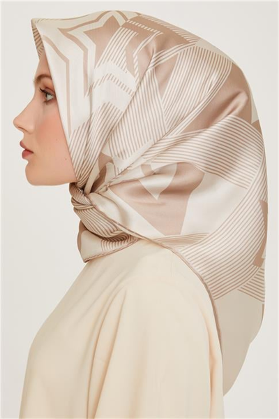 Armine Obje Desenli Twill Saf İpek Eşarp 9254D 01 10
