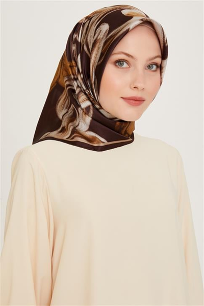 Armine Obje Desenli Twill Saf İpek Eşarp 9253D 03