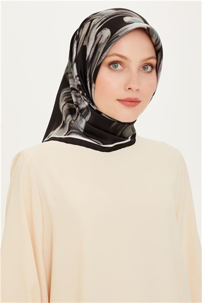 Armine Obje Desenli Twill Saf İpek Eşarp 9253D 09