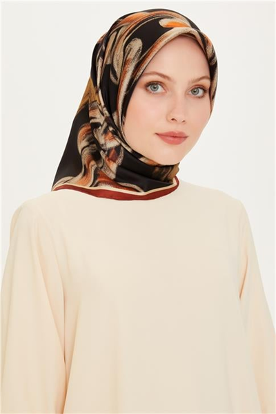 Armine Obje Desenli Twill Saf İpek Eşarp 9253D 34