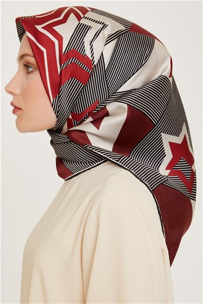 Armine Obje Desenli Twill Saf İpek Eşarp 9254D 01 09