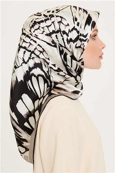 Armine Obje Desenli Twill Saf İpek Eşarp 9256D 09