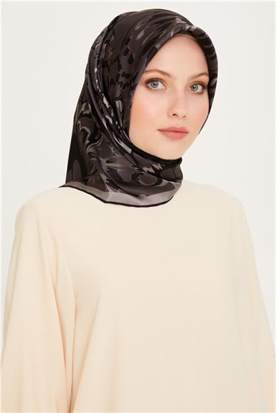Armine Obje Desenli Twill Saf İpek Eşarp 9256D 33