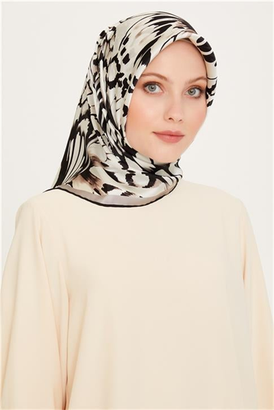 Armine Obje Desenli Twill Saf İpek Eşarp 9256D 09
