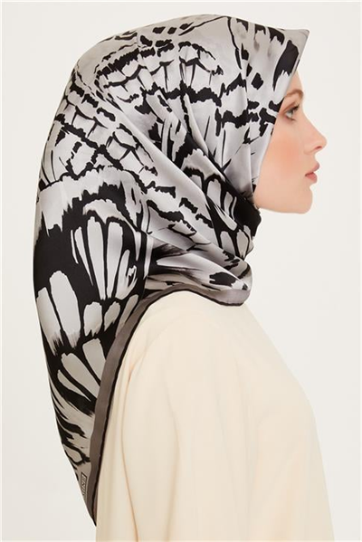 Armine Obje Desenli Twill Saf İpek Eşarp 9256D 39