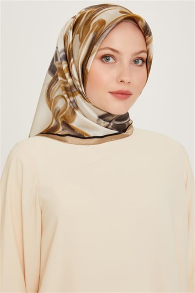 Armine Obje Desenli Twill Saf İpek Eşarp 9253D 33