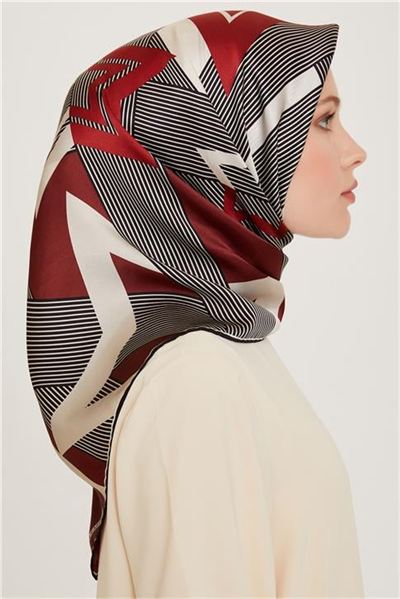 Armine Obje Desenli Twill Saf İpek Eşarp 9254D 01 09