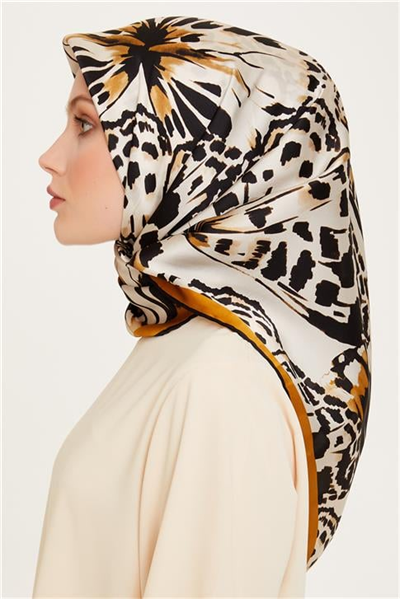 Armine Obje Desenli Twill Saf İpek Eşarp 9256D 31