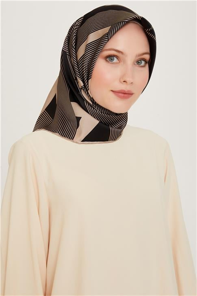 Armine Obje Desenli Twill Saf İpek Eşarp 9254D 01 05
