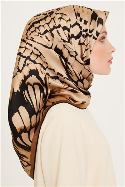 Armine Obje Desenli Twill Saf İpek Eşarp 9256D 38