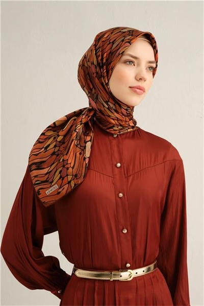 Armine Soyut Desenli Saf İpek Sura Eşarp 9335D 52