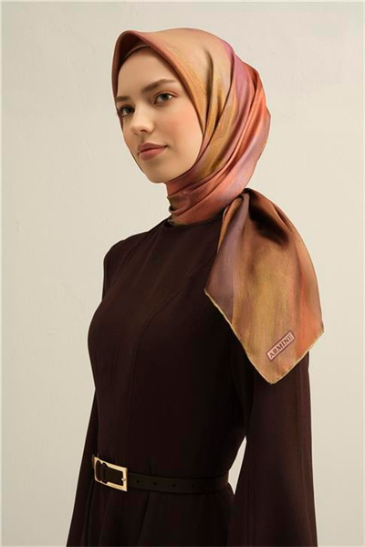 Armine Soyut Desenli Saf İpek Sura Eşarp 9308D 07
