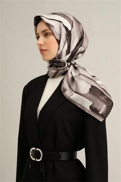 Armine Soyut Desenli Saf İpek Sura Eşarp 9306D 03