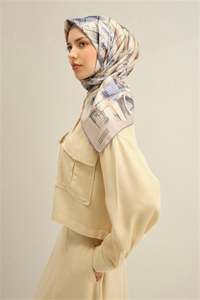 Armine Soyut Desenli Saf İpek Sura Eşarp 9350D 02