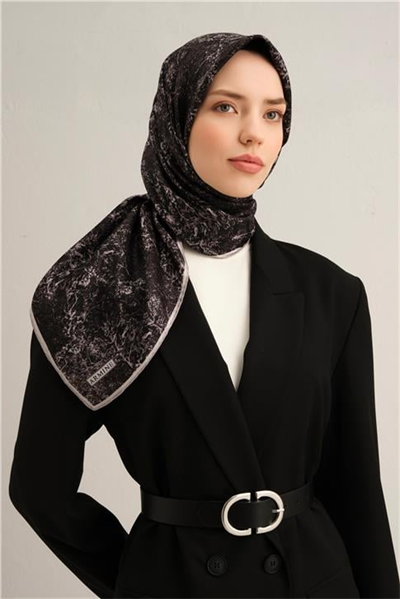 Armine Soyut Desenli Saf İpek Sura Eşarp 9311D 09