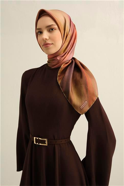Armine Soyut Desenli Saf İpek Sura Eşarp 9308D 07