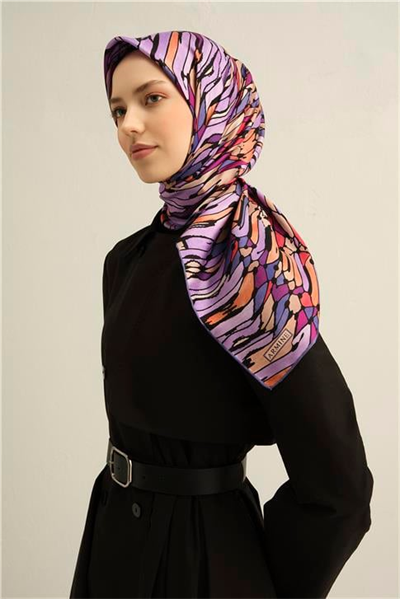 Armine Soyut Desenli Saf İpek Sura Eşarp 9335D 06