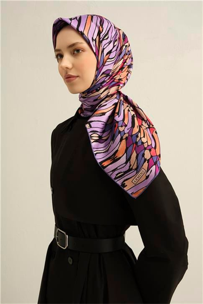 Armine Soyut Desenli Saf İpek Sura Eşarp 9335D 06