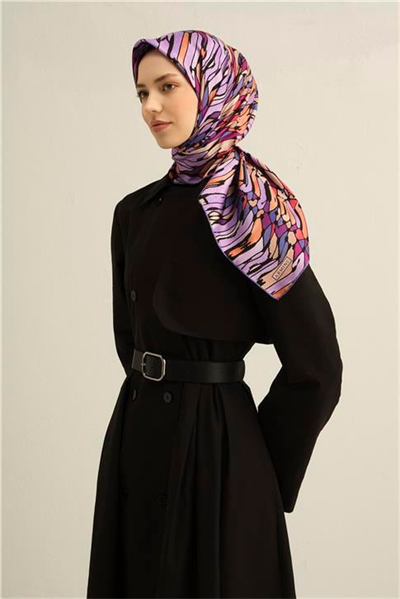 Armine Soyut Desenli Saf İpek Sura Eşarp 9335D 06