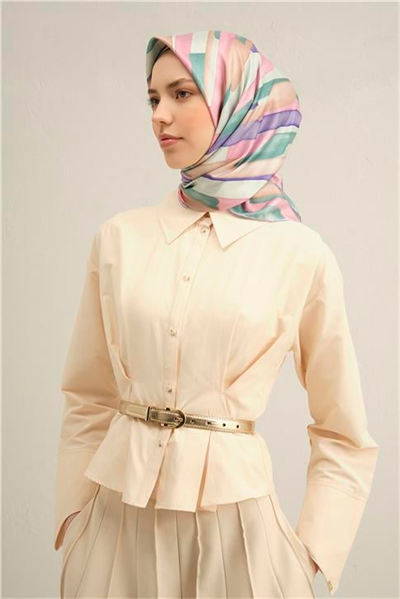 Armine Soyut Desenli Saf İpek Sura Eşarp 9306D 38
