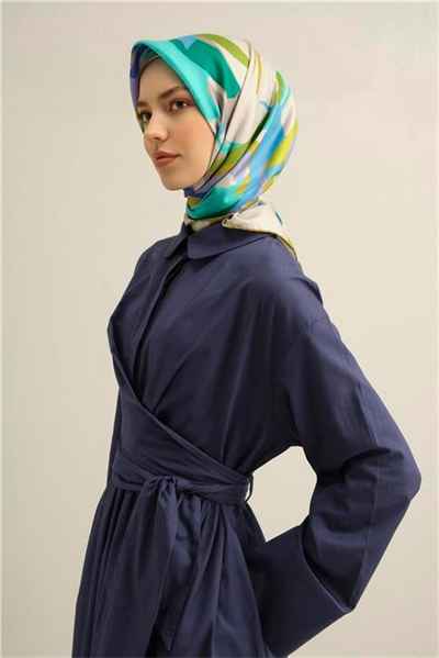 Armine Soyut Desenli Saf İpek Sura Eşarp 9328D 01