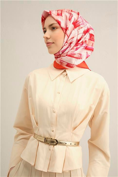 Armine Soyut Desenli Saf İpek Sura Eşarp 9350D 23