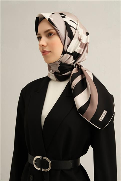Armine Soyut Desenli Saf İpek Sura Eşarp 9328D 85