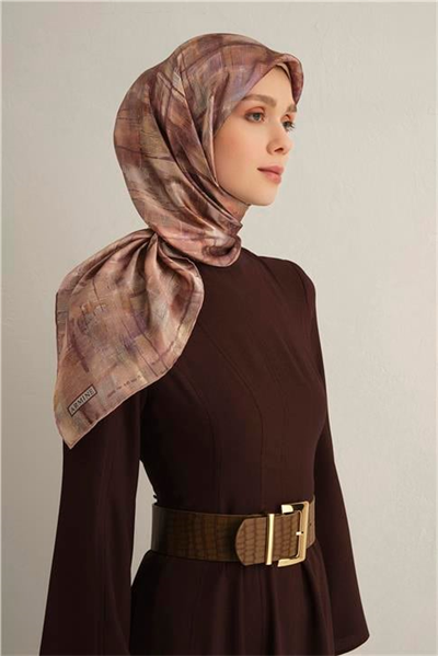Armine Soyut Desenli Saf İpek Sura Eşarp 9339D 58