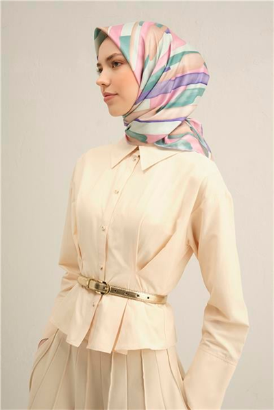 Armine Soyut Desenli Saf İpek Sura Eşarp 9306D 38