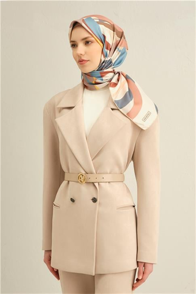 Armine Soyut Desenli Saf İpek Twill Eşarp 9328D 38
