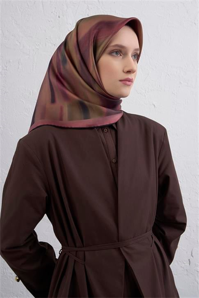 Armine Soyut Desenli Saf İpek Twill Eşarp 9436D 31