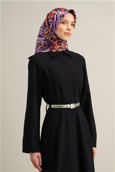 Armine Soyut Desenli Saf İpek Twill Eşarp 9335D 06