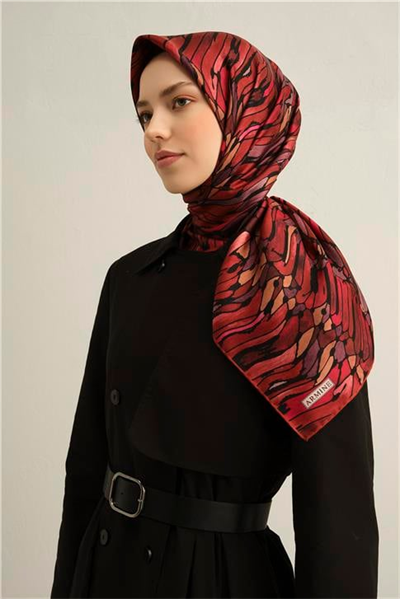 Armine Soyut Desenli Saf İpek Twill Eşarp 9335D 53