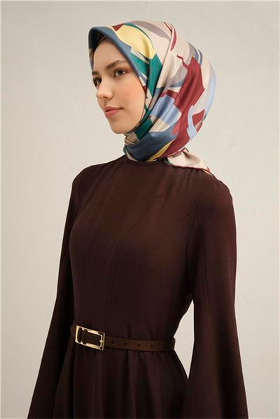 Armine Soyut Desenli Saf İpek Twill Eşarp 9328D 50