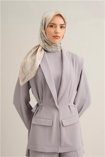 Armine Soyut Desenli Saf İpek Twill Eşarp 9339D 02