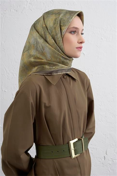 Armine Soyut Desenli Saf İpek Twill Eşarp 9433D 36