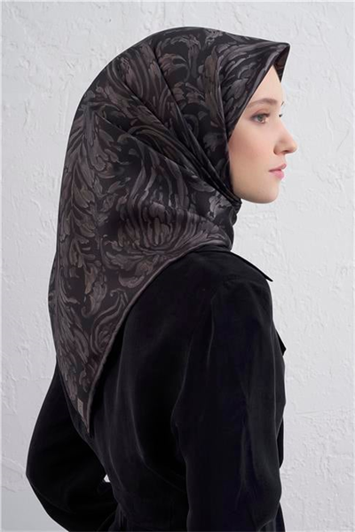 Armine Soyut Desenli Saf İpek Twill Eşarp 9431D 02
