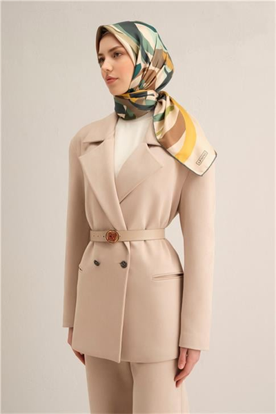 Armine Soyut Desenli Saf İpek Twill Eşarp 9328D 07
